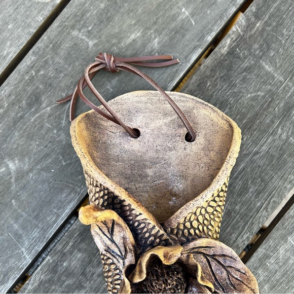 Studio Pottery Floral 3D Wall Pocket Signed by Artist Wall Art Textured Unique - Picture 5 of 12